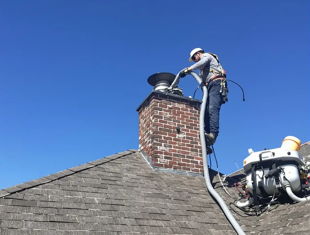 Dedicated Tyngsborough Chimney Sweep team member cleaning a chimney in Tyngsborough, MA