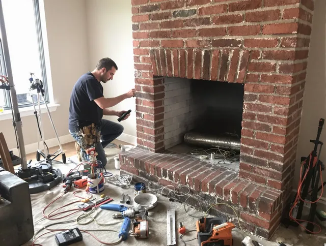 Tyngsborough Chimney Sweep specialist finalizing chimney liner service in Tyngsborough, MA