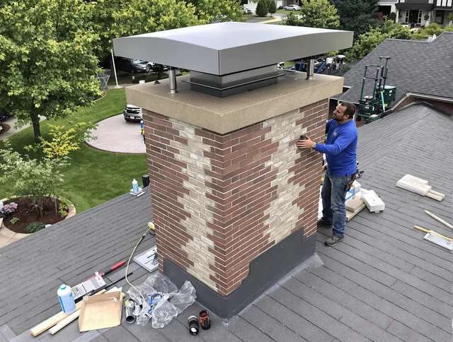 Tyngsborough Chimney Sweep team working on a custom chimney remodel in Tyngsborough, MA
