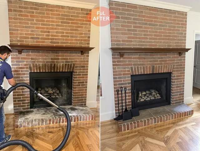 Tyngsborough Chimney Sweep carefully sanitizing a fireplace in Tyngsborough, MA