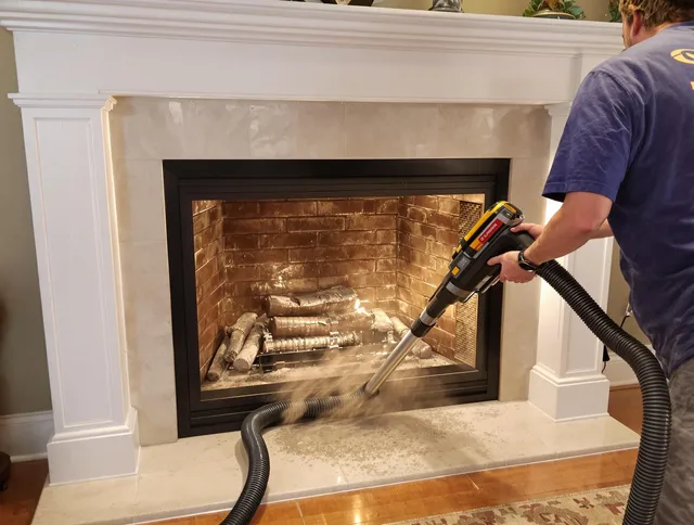 Fireplace cleaning performed by Tyngsborough Chimney Sweep in Tyngsborough, MA